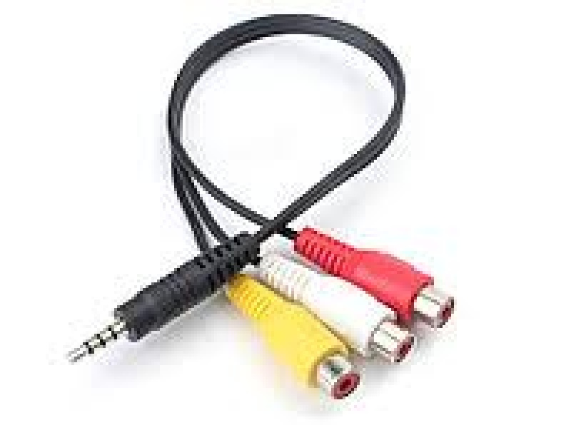 OPERA OP-500 Adapter Cable, 3.5mm TRRS L-Shaped Jack to 3 x RCA Female Connectors, 29 cm, for TV Tuner AUX-D