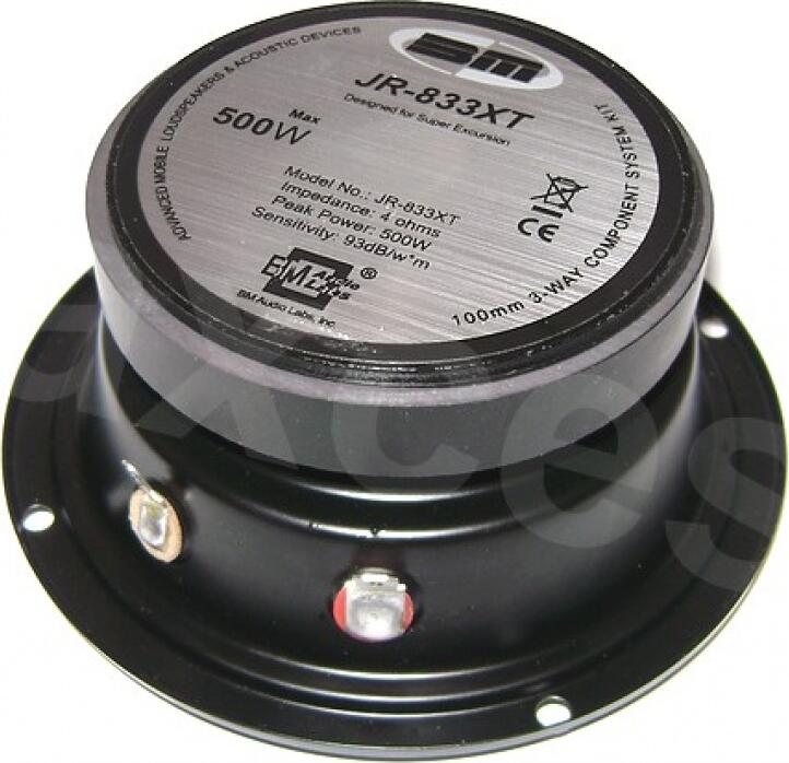 Boschmann JR-833XT Sistem Audio Auto Component 3-Cai, Putere Max 500W, Nominală 180W, Woofer 200mm, Midrange 100mm, Tweeter 55mm Pivotant, Crossover Extern, 4 Ohm