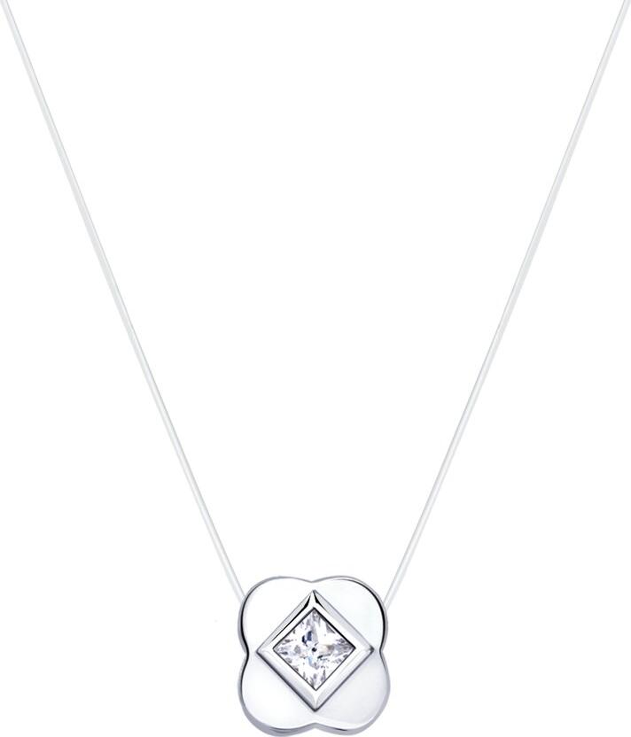 SOKOLOV Women's Silver 925 Necklace on Invisible Fishing Line with Square Colorless Cubic Zirconia, Article 94070153