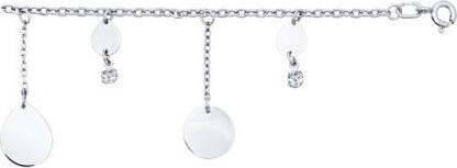 SOKOLOV 94050067 Women's Silver 925 Chain Bracelet with Hanging Circular Elements and Round Colorless Cubic Zirconia, 5.76g