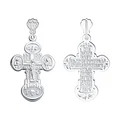 Pandantiv Cruce Ortodoxă SOKOLOV 94120075, Argint 925 Placat cu Rodiu, Iconografie Detaliată și Text de Rugăciune, 5.47g, Bijuterie Unisex