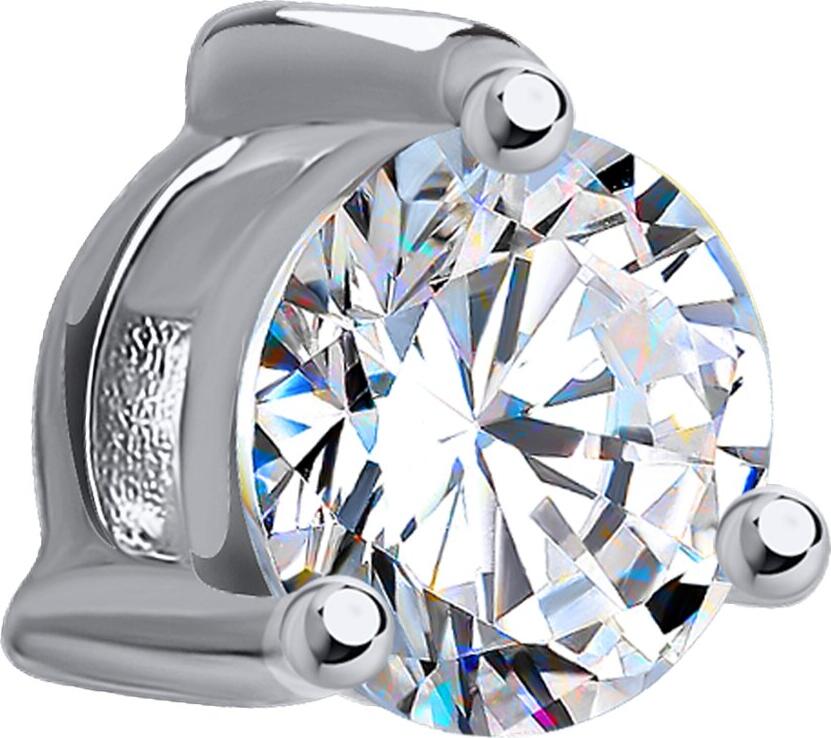 SOKOLOV 036404-3 Women's Pendant, 585 White Gold Rhodium Plated, Round Colorless Cubic Zirconia 0.846 ct, 5mm Stone, 0.56g