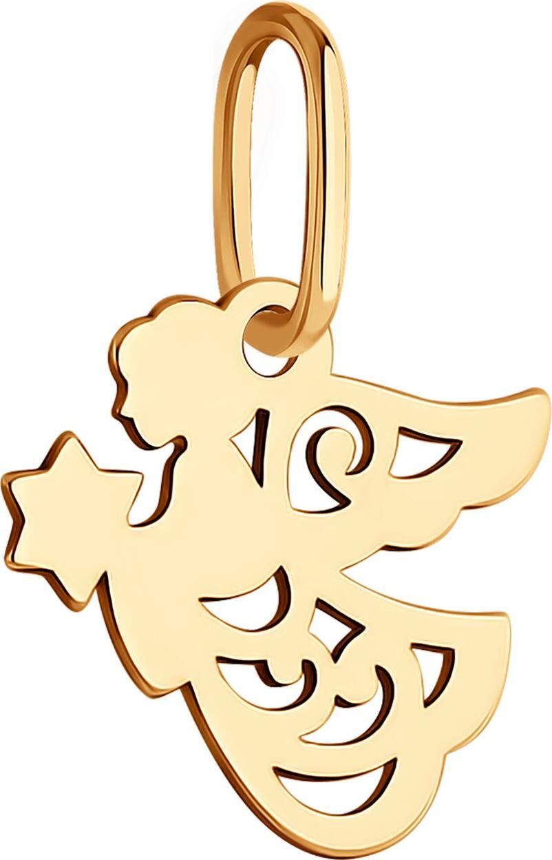 Diamant 51-130-01863-1 Women's Pendant, Red Gold 585, Stylized Figure Mask Design, 14x10x4 mm, 0.32g, Casual Style Jewelry