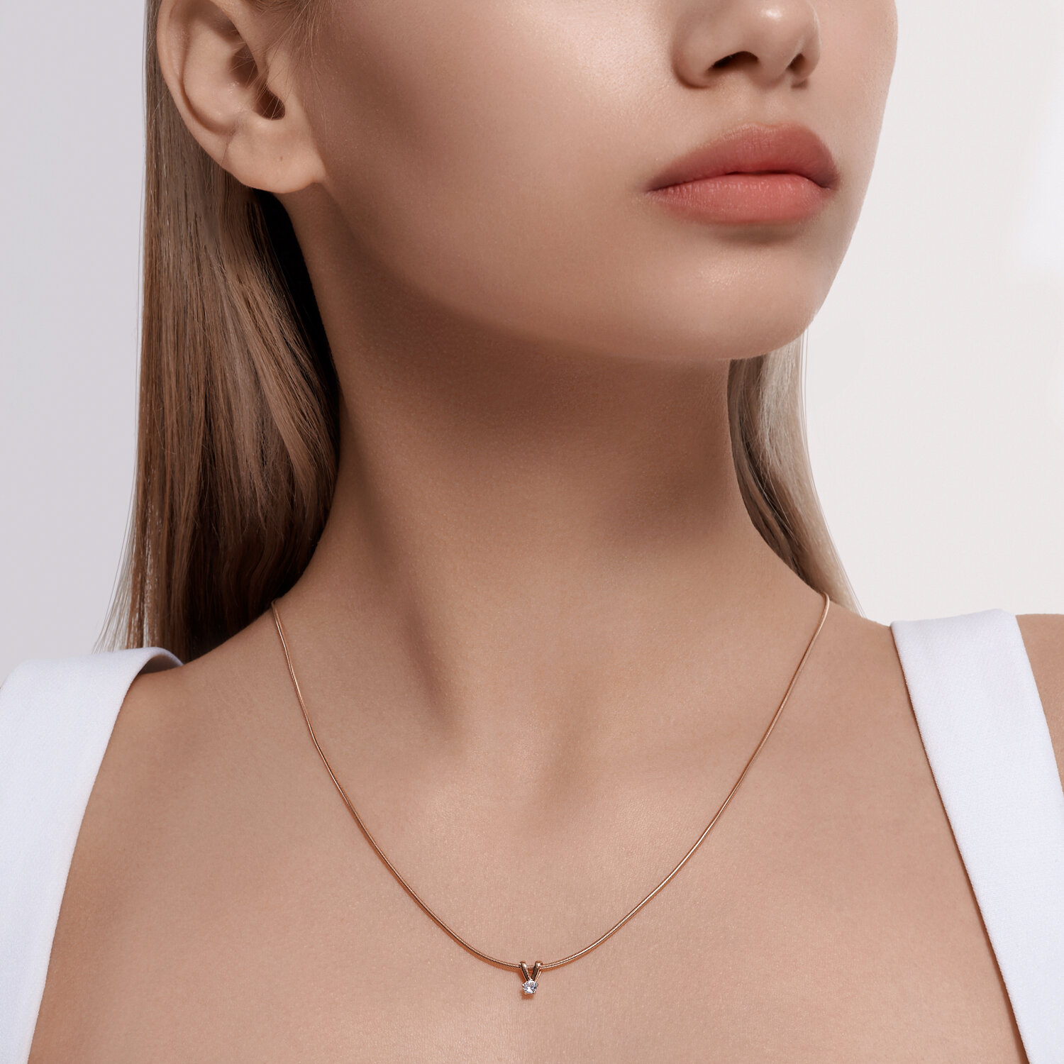 Diamant 51-130-01973-2 Bijuterie Casual pentru Femei, Aur Roșu 585 Placat cu Rodiu, Zirconiu Cubic Rotund Incolor 0.201 ct 3mm