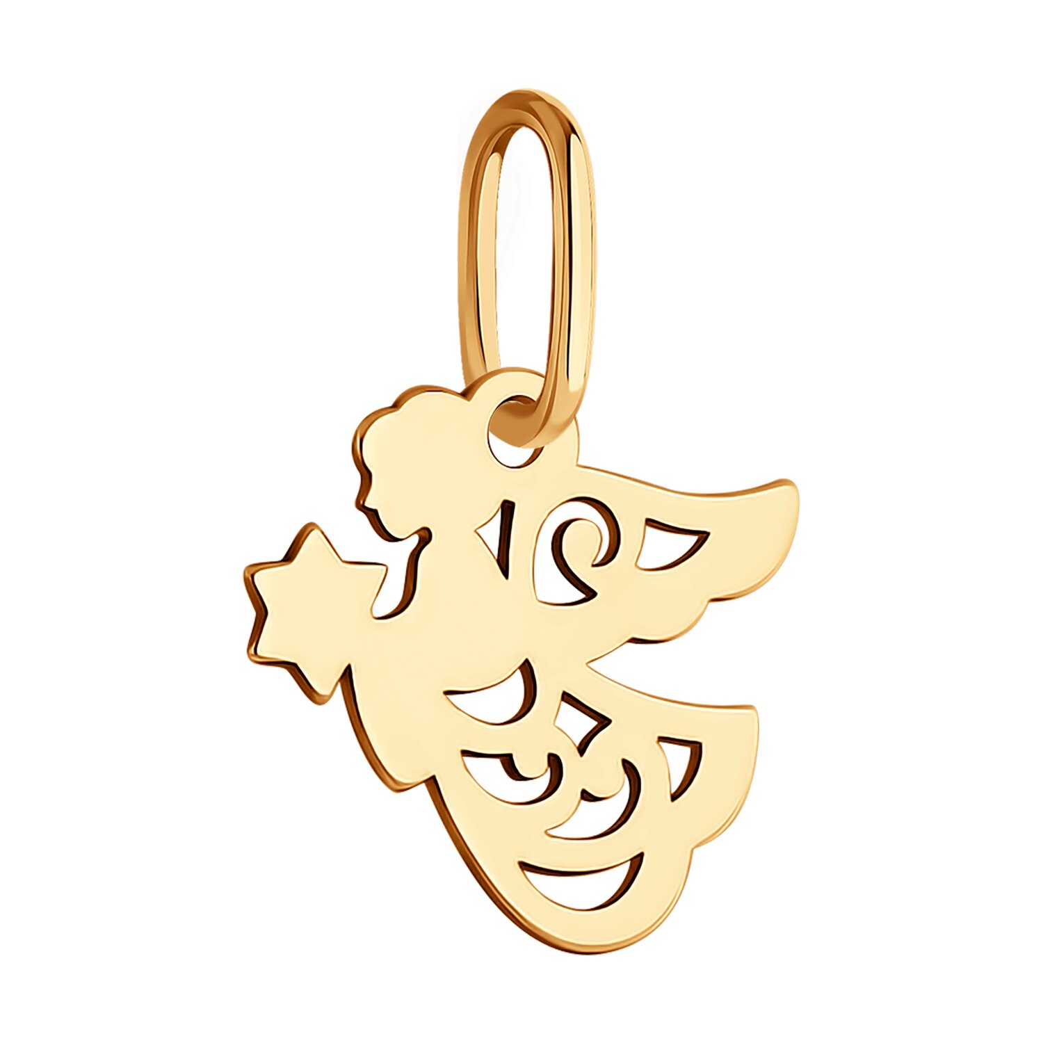 Diamant 51-130-01863-1 Women's Pendant, Red Gold 585, Stylized Figure Mask Design, 14x10x4 mm, 0.32g, Casual Style Jewelry