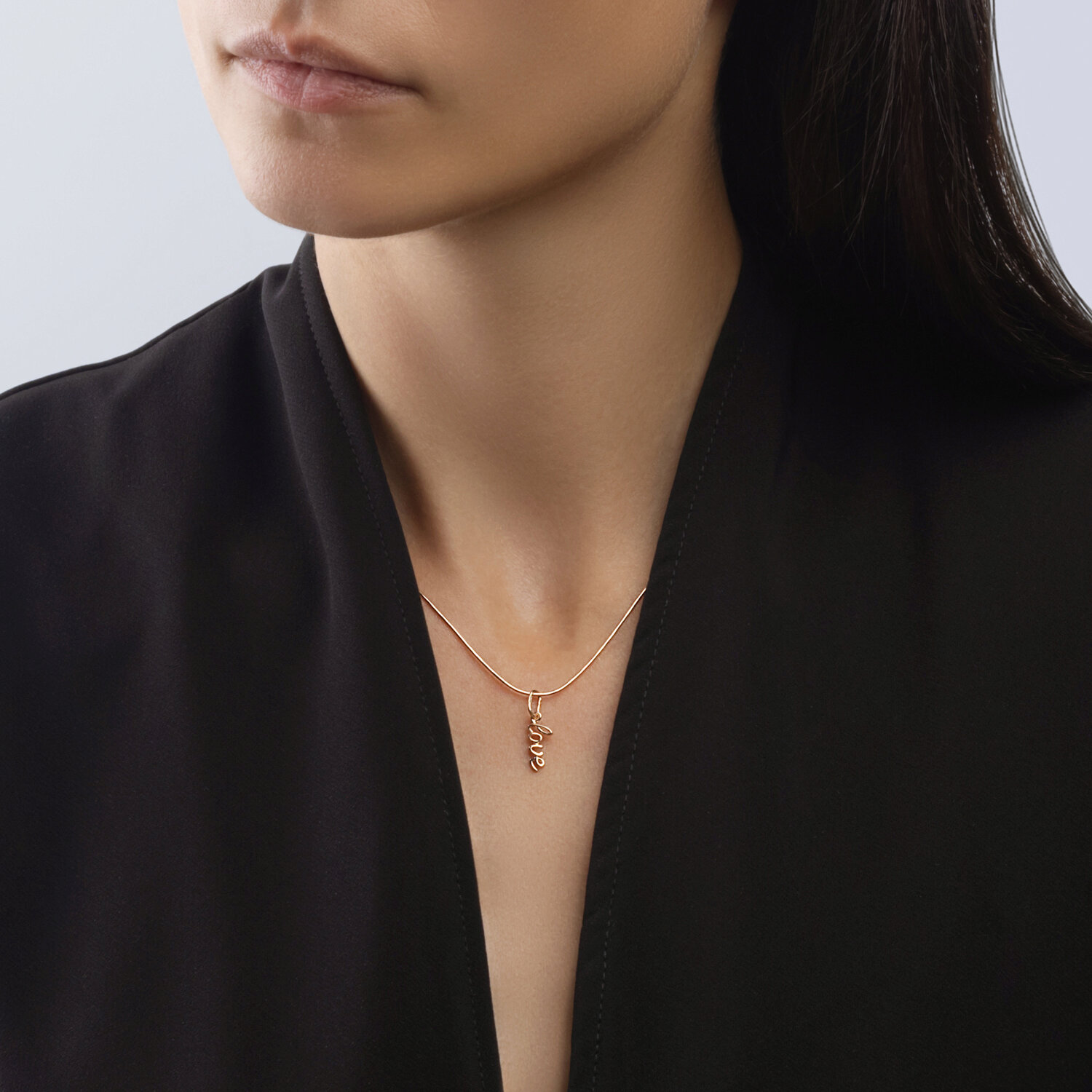 SOKOLOV 036489 Women's Pendant with 'Love' Cursive Script Design, 585 Red Gold, 0.46 g, 19x6x4 mm