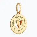 SOKOLOV 036502 Women's Pendant, 585 Red Gold, Circular Design with Heart Cutout and 'Listen to your heart' Engraving, 19x12x4 mm, 0.77g