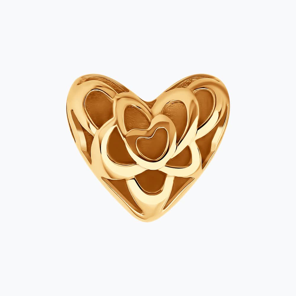 SOKOLOV 036690 Women's Heart-Shaped Jewelry, 585 Red Gold, Trend Book SS 2025 Collection, 10x10x6 mm, 0.69g