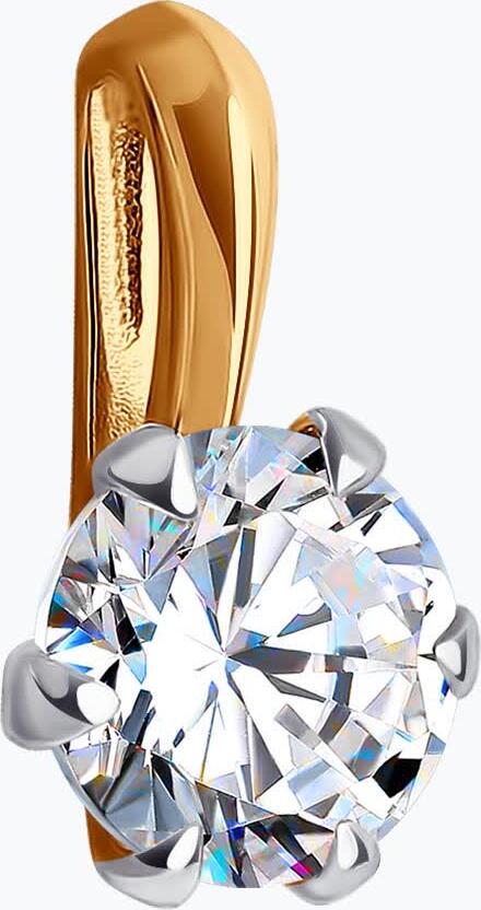 Diamant 51-130-01816-1 Women's Red Gold 585 Jewelry, Round Colorless Cubic Zirconia 6mm, 1.455 ct, 0.72g
