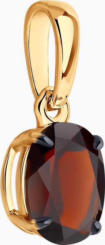 Diamant Women's Red Gold 585 Pendant 51-330-01929-2 with Oval Garnet 8x6mm, Red Gemstone Jewelry, 16x6x5mm, 0.79g