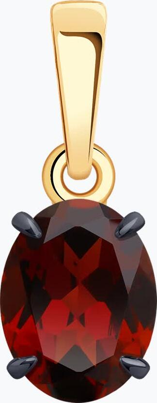 Diamant Women's Red Gold 585 Pendant 51-330-01929-2 with Oval Garnet 8x6mm, Red Gemstone Jewelry, 16x6x5mm, 0.79g