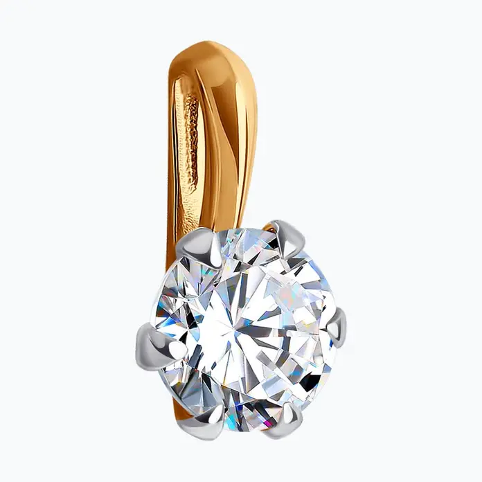 Diamant 51-130-01816-1 Women's Red Gold 585 Jewelry, Round Colorless Cubic Zirconia 6mm, 1.455 ct, 0.72g