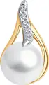 Bijuterie SOKOLOV 793154 pentru femei, Aur Roșu 585 cu placare de Rodiu, cu Perlă și Zirconiu Cubic (6 buc, 0.051 ct), 1.38g, 16x9x9 mm