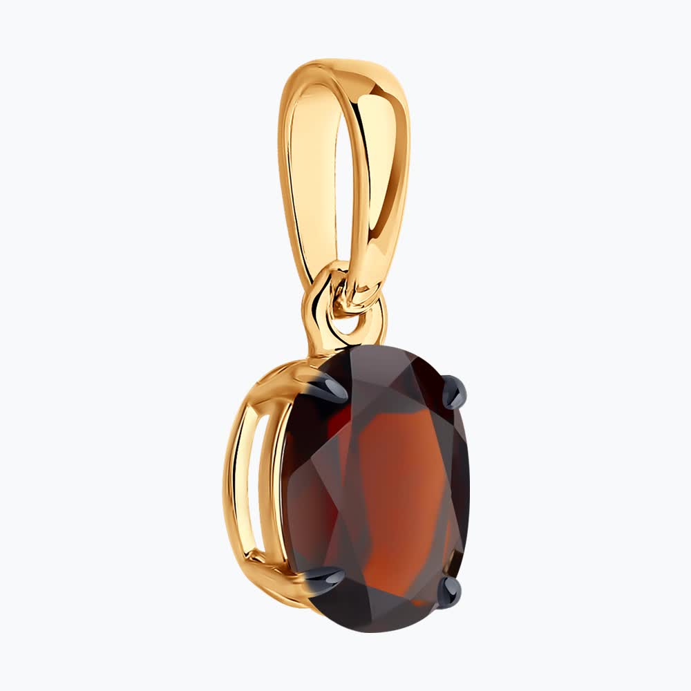 Diamant Women's Red Gold 585 Pendant 51-330-01929-2 with Oval Garnet 8x6mm, Red Gemstone Jewelry, 16x6x5mm, 0.79g