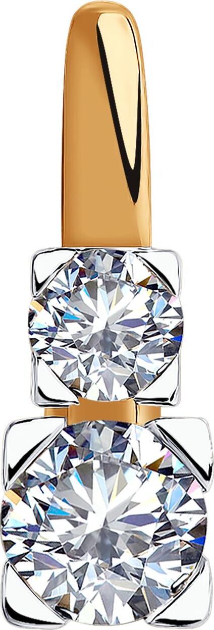 Diamant Pendant 31-130-00302-1, 9K Red Gold 375, Rhodium Coated, Round Colorless Cubic Zirconia 4mm 0.451ct, Women's Jewelry