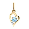Diamant 51-330-01316-1 Women's Heart-Shaped Pendant, 585 Red Gold, Topaz and Cubic Zirconia, Rhodium Coated, 17x8x4 mm