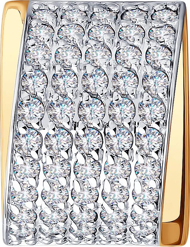 Ювелирное изделие Diamant 31-130-00897-1 для женщин, красное золото 375 пробы, родиевое покрытие, фианиты бесцветные круглые, 55 шт, 0.468 карата, 0.7 г