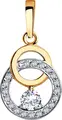 Pandantiv SOKOLOV 035664 pentru femei, Aur Roșu 585, Design Cercuri Împletite cu Cubic Zirconiu, Placare Rodiu, 21x11x4 mm