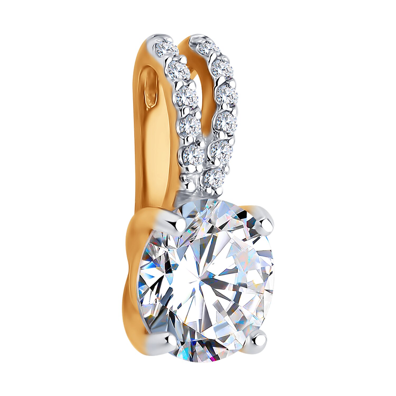 Bijuterie SOKOLOV 036627 pentru femei din aur roșu 585 placată cu rodiu, cu 11 pietre de zirconiu cubic incolor rotund, 0.11 ct, 1.27g