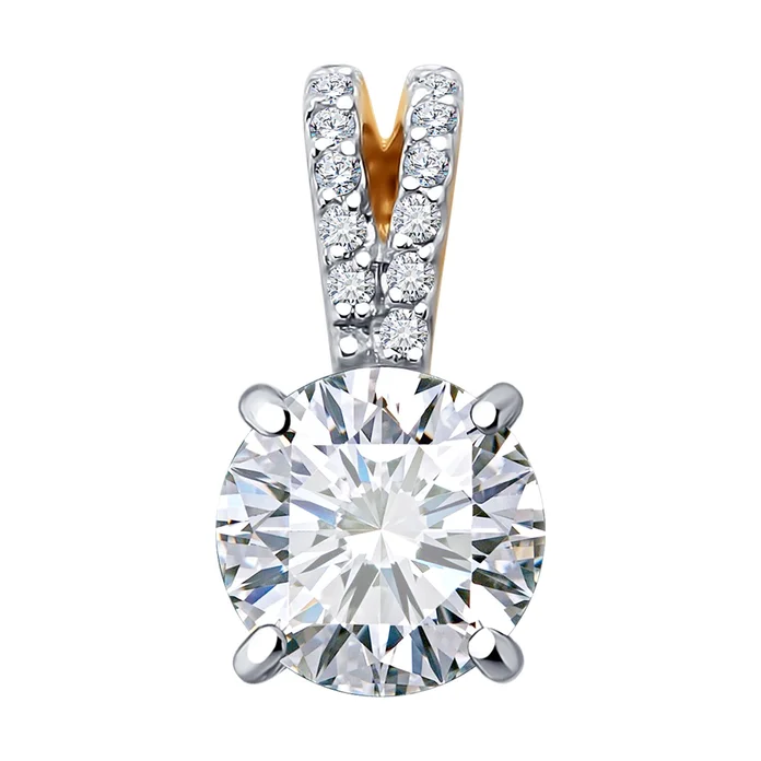 Bijuterie SOKOLOV 036627 pentru femei din aur roșu 585 placată cu rodiu, cu 11 pietre de zirconiu cubic incolor rotund, 0.11 ct, 1.27g