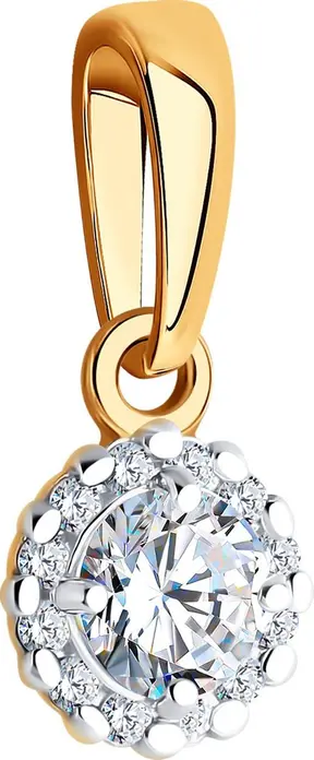 Bijuterie Diamant 51-130-02211-1 pentru femei, Aur Roșu 585, 12 pietre Cubic Zirconia incolore rotunde, 0.102 ct, 0.64g, 14x6x4 mm
