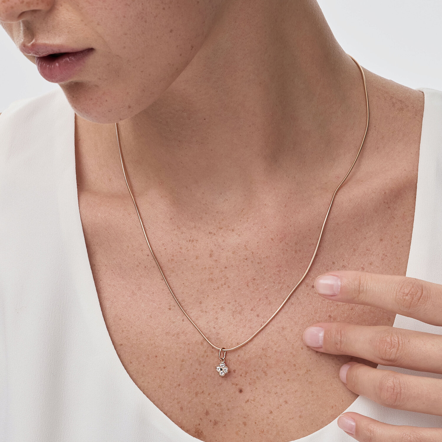 SOKOLOV 036699 Women's Pendant, 585 Red Gold, Round Colorless Cubic Zirconia, 0.352 ct, 13x7x1 mm