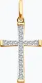 Pandantiv Cruce Diamant 51-130-02324-1 pentru femei, Aur Roșu 585, 13 Zirconii Cubice Rotunde Incolore, 0.215 Carate, 27x14x2 mm