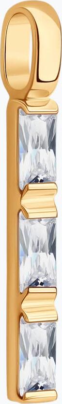 Diamant 51-130-02963-1 Women's Red Gold 585 Jewelry with 3 Baguette Colorless Cubic Zirconia Inserts (0.87 ct), 24x3x2 mm