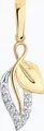 SOKOLOV 036871 Women's Leaf-Shaped Pendant, 585 Red Gold and White Metal Accents, 10 Round Colorless Cubic Zirconia, 23x8x2 mm, 0.73g