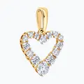 SOKOLOV 036714 Women's Heart-Shaped Open Pendant, 585 Red Gold with Rhodium Coating, Round Colorless Cubic Zirconia 0.174 ct, 18x13x2 mm, 0.96 g