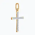 Pandantiv Cruce Diamant 51-130-02324-1 pentru femei, Aur Roșu 585, 13 Zirconii Cubice Rotunde Incolore, 0.215 Carate, 27x14x2 mm