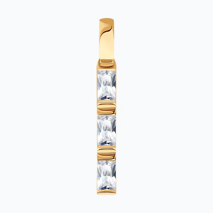 Diamant 51-130-02963-1 Women's Red Gold 585 Jewelry with 3 Baguette Colorless Cubic Zirconia Inserts (0.87 ct), 24x3x2 mm