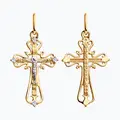 Pandantiv Cruce Diamant Blagovest 51-131-00373-1, Aur Roșu 585 cu Zirconiu Cubic Incolor, Placare cu Rodiu, 27x14x4 mm, pentru femei și copii