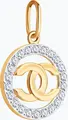 Diamant 51-130-02979-1 Women's Circular Pendant, 585 Red Gold, 22 Round Colorless Cubic Zirconia (Fianit), 19x13x4 mm