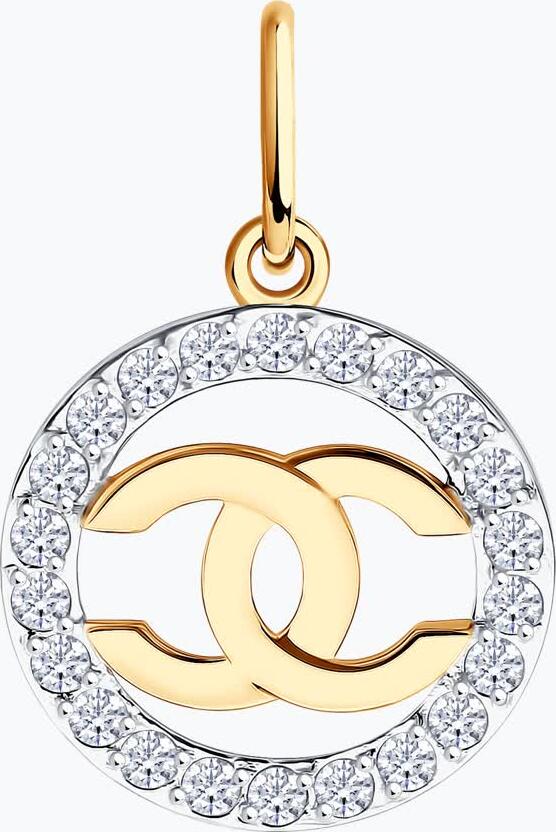Diamant 51-130-02979-1 Women's Circular Pendant, 585 Red Gold, 22 Round Colorless Cubic Zirconia (Fianit), 19x13x4 mm