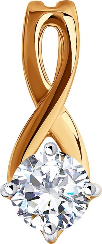Diamant 31-130-01001-1 Women's Jewelry, 9K Red Gold 375 Rhodium Plated, Round Colorless Cubic Zirconia 0.451ct 4mm, 12x5x5mm