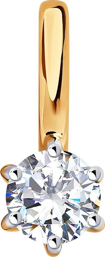Diamant 31-130-01002-1 Women's 9K Red Gold Jewelry, Rhodium Plated, Round Colorless Cubic Zirconia 4mm, 0.451ct, 375 Gold Purity