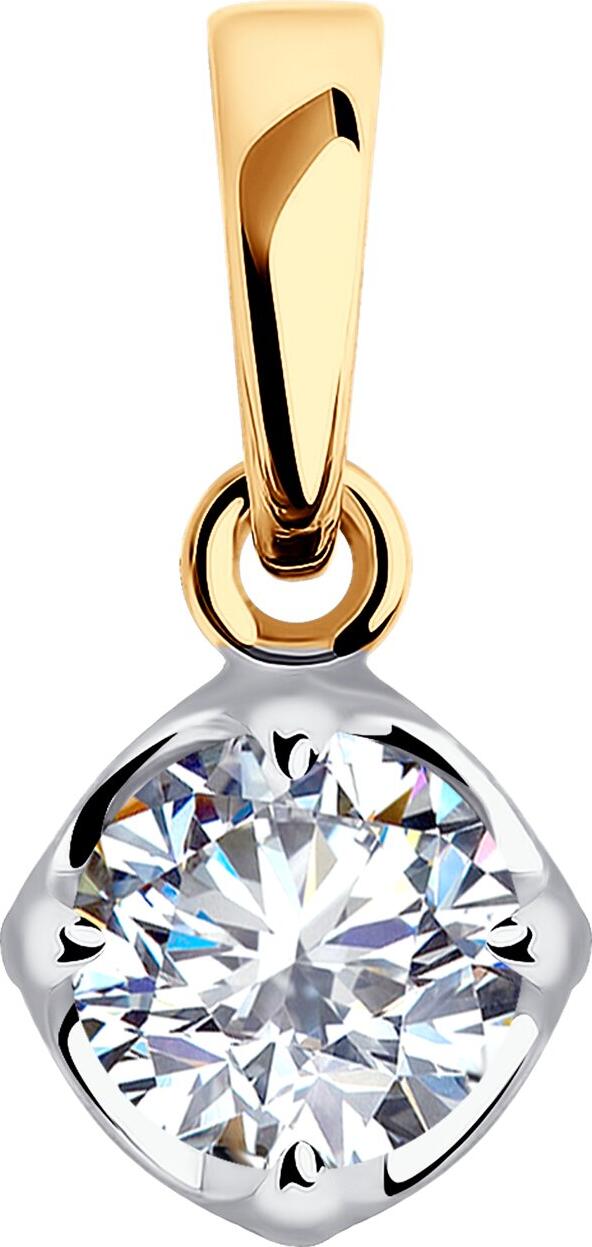 Bijuterie SOKOLOV 036215-4 pentru femei, Aur Roșu 375, cu Zirconiu Cubic Incolor Rotund 0.846 ct, 5 mm