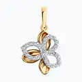 SOKOLOV 036874 Women's Pendant, 585 Red Gold, 25 Round Colorless Cubic Zirconia Stones, 21x12x3 mm, 1.29g