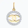 Diamant 51-130-02979-1 Women's Circular Pendant, 585 Red Gold, 22 Round Colorless Cubic Zirconia (Fianit), 19x13x4 mm