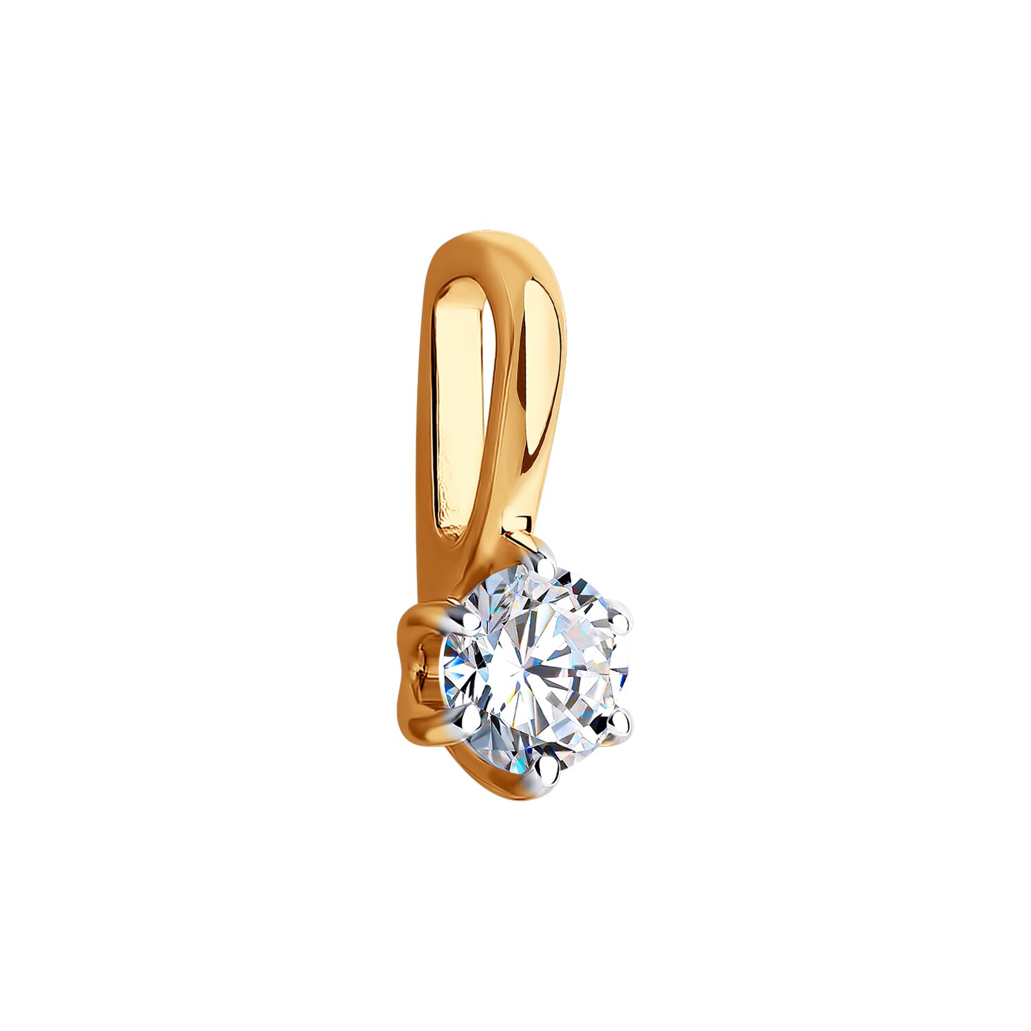 Diamant 31-130-01002-1 Women's 9K Red Gold Jewelry, Rhodium Plated, Round Colorless Cubic Zirconia 4mm, 0.451ct, 375 Gold Purity