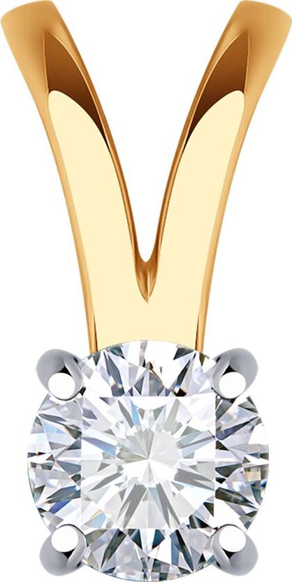 Diamant 51-130-02119-1 Women's Casual Pendant, 585 Red Gold with Rhodium Coating, Round Colorless Cubic Zirconia 4mm 0.451ct, 10x5x3mm