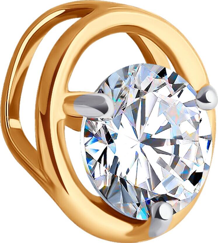 Pandantiv Diamant 51-130-02032-1 pentru femei, Aur Roșu 585 cu placare Rodiu, Cubic Zirconiu rotund incolore 0.846 ct, piatra 5mm, 8x7x4mm