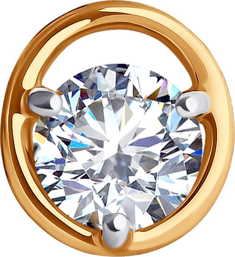Pandantiv Diamant 51-130-02032-1 pentru femei, Aur Roșu 585 cu placare Rodiu, Cubic Zirconiu rotund incolore 0.846 ct, piatra 5mm, 8x7x4mm