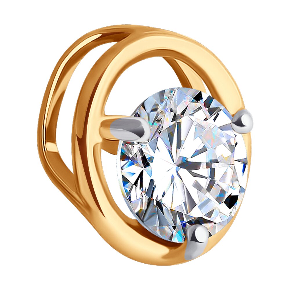 Pandantiv Diamant 51-130-02032-1 pentru femei, Aur Roșu 585 cu placare Rodiu, Cubic Zirconiu rotund incolore 0.846 ct, piatra 5mm, 8x7x4mm