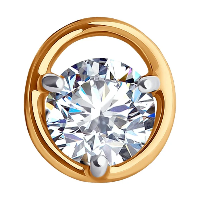 Pandantiv Diamant 51-130-02032-1 pentru femei, Aur Roșu 585 cu placare Rodiu, Cubic Zirconiu rotund incolore 0.846 ct, piatra 5mm, 8x7x4mm
