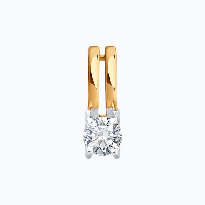 Bijuterie SOKOLOV 036688 pentru femei, Aur Roșu 585, Cubic Zirconiu Incolor Rotund 0.465 ct, Piatră 4mm, 0.52g