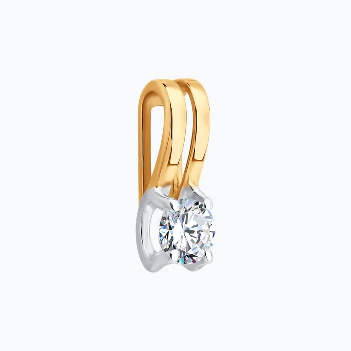 Bijuterie SOKOLOV 036688 pentru femei, Aur Roșu 585, Cubic Zirconiu Incolor Rotund 0.465 ct, Piatră 4mm, 0.52g