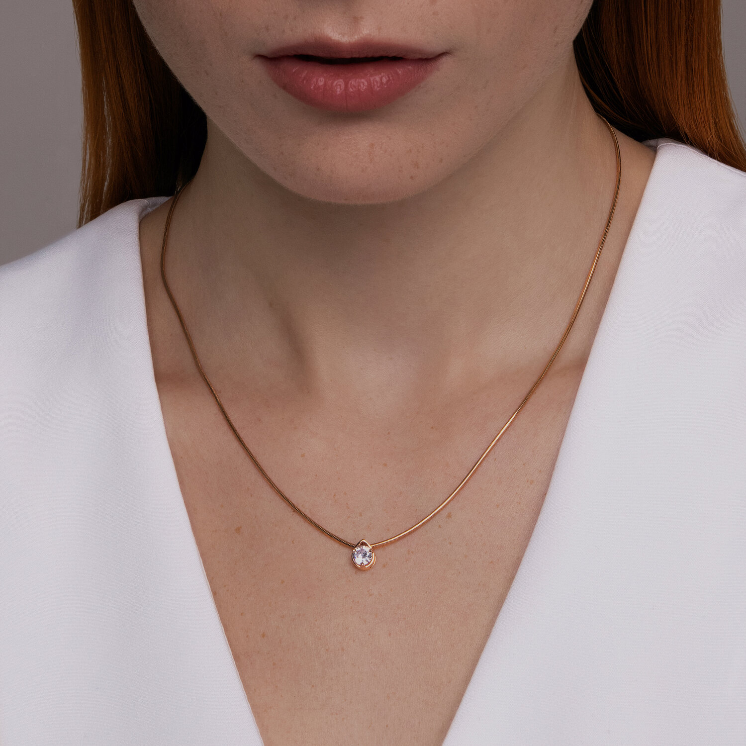 SOKOLOV 036601 Pandantiv pentru femei, Aur roșu 585, Cubic Zirconia colorless rotund 5mm 0.846 ct, 0.47g