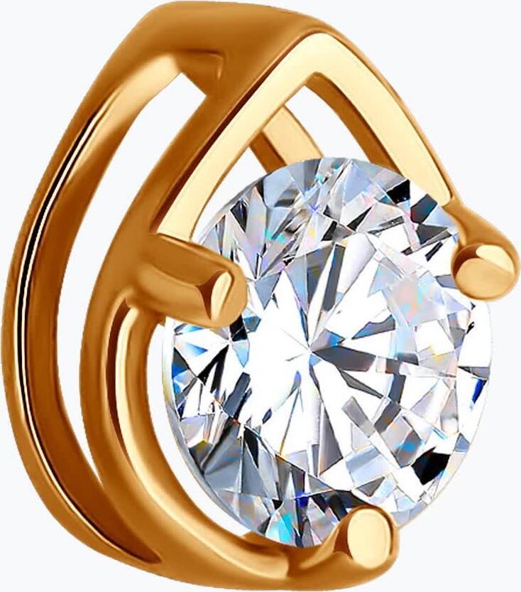 SOKOLOV 036601 Pandantiv pentru femei, Aur roșu 585, Cubic Zirconia colorless rotund 5mm 0.846 ct, 0.47g